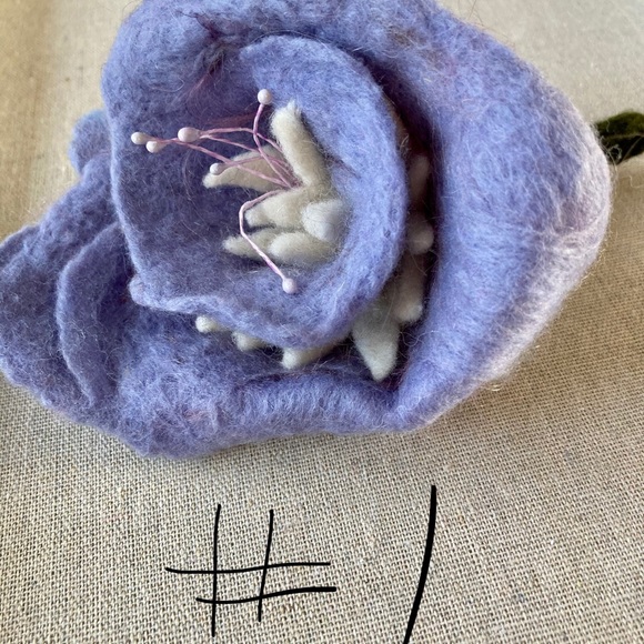 🐑 Hand Felted Floral Metal Barrettes Variety of Blooms to Choose Made From… - Picture 4 of 15
